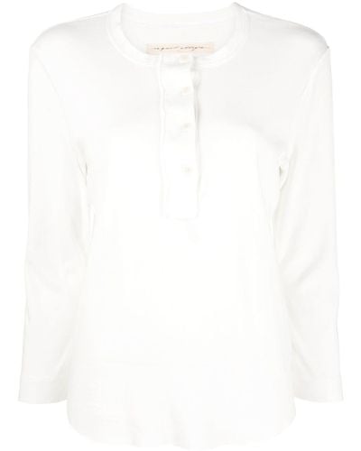 Raquel Allegra Henley Long-sleeved T-shirt - White