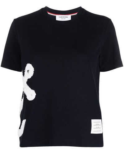 Thom Browne T-shirt Anchor à effet texturé - Noir