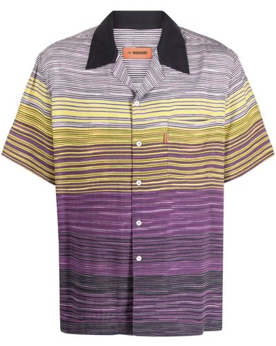 Missoni Stripe-print Short-sleeved Shirt - Purple