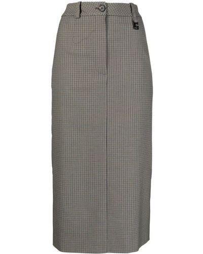 Low Classic Checked Pencil Skirt - Grey