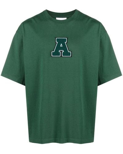 Axel Arigato University A Flocked-logo T-shirt - Green