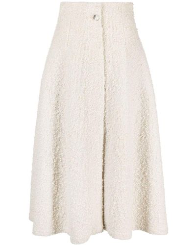 Rochas A-line Bouclé Midi Skirt - White