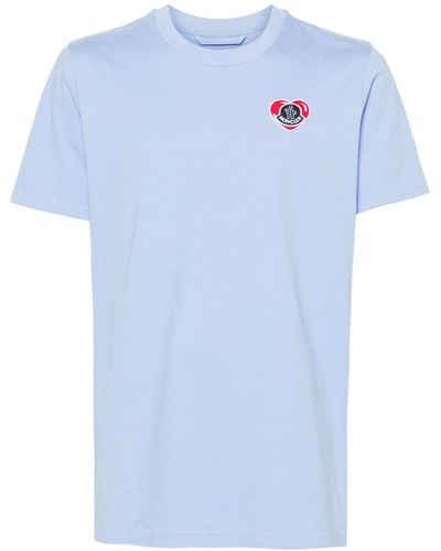 Moncler Heart T-Shirt mit Logo-Patch - Blau
