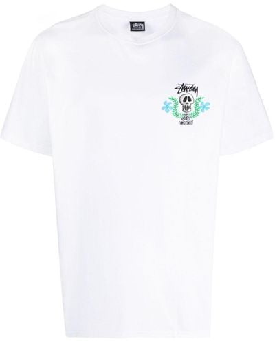 Stussy Skull Crest cotton T-shirt - Blanc