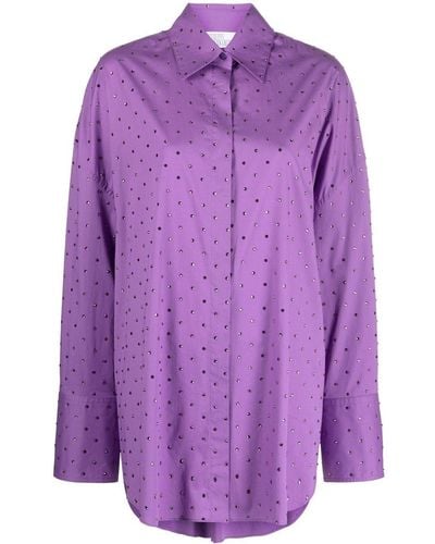 GIUSEPPE DI MORABITO Crystal-embellished Long-sleeve Shirt - Purple
