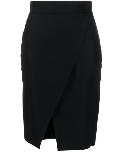 Genny Wrapped High-waist Pencil Skirt - Black