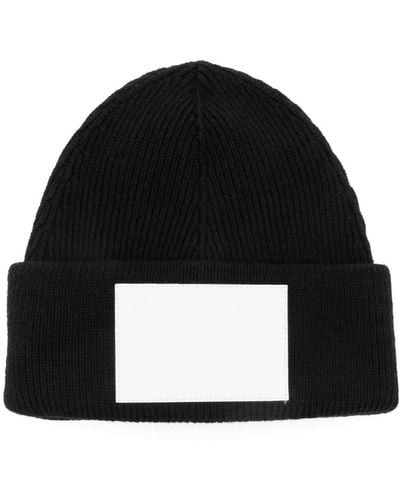 MM6 by Maison Martin Margiela Numbers-Motif Knitted Beanie - Black