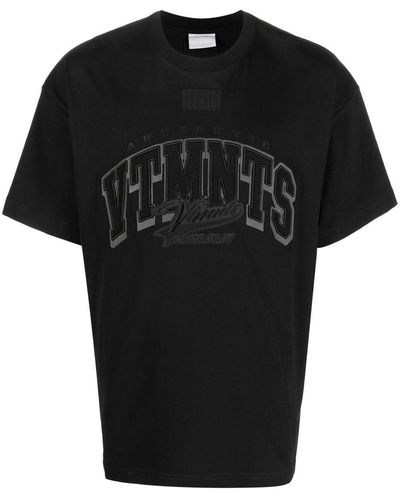 VTMNTS Camiseta con logo bordado y cuello redondo - Negro