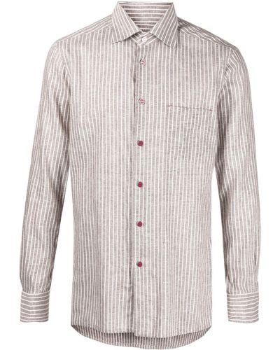Kiton Long-sleeve Striped Shirt - Brown