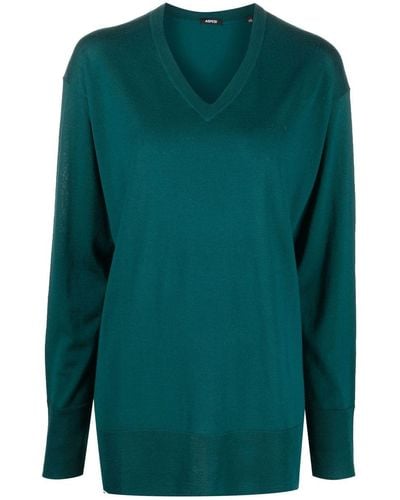 Aspesi V-neck Virgin Wool Jumper - Green