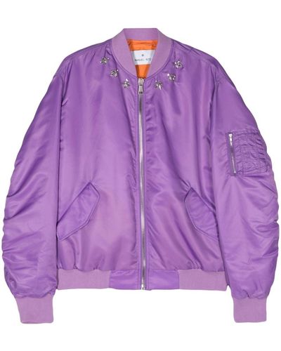Manuel Ritz Rhinestone-embellished Bomber Jacket - Purple