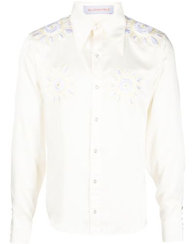 Bluemarble Embroidered Satin Shirt - White