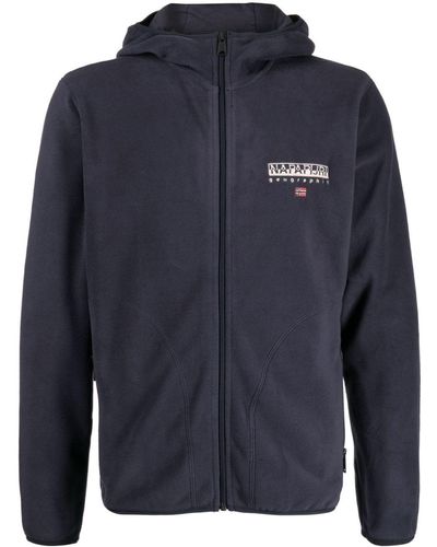 Napapijri Embroidered-logo zip-up hoodie - Blu