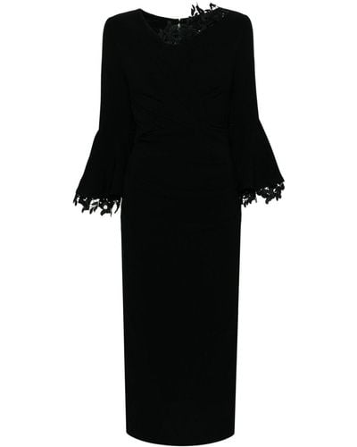 Talbot Runhof Robe bordée de dentelle à design drapé - Noir