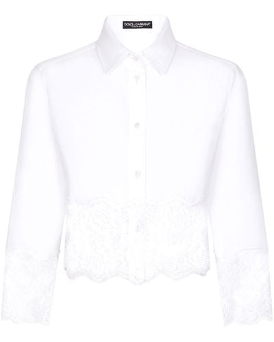 Dolce & Gabbana レースインサート クロップド シャツ - ホワイト