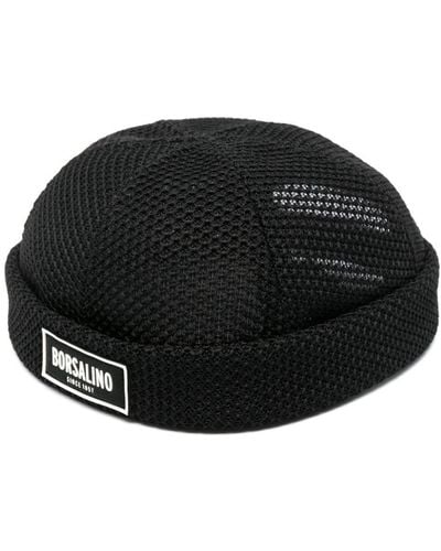 Borsalino Logo-patch Turn-up Brim Hat - Black