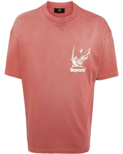 Represent T-Shirt mit Logo-Print - Pink