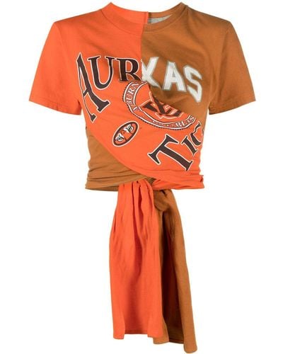Conner Ives T-shirt Kylie à design cache-cœur - Orange