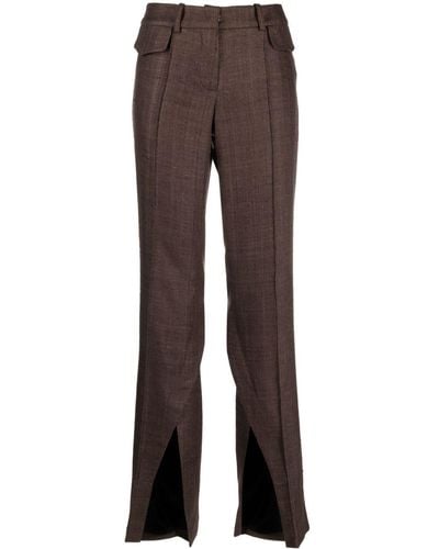 The Mannei Newport Pleated Flared Trousers - Brown