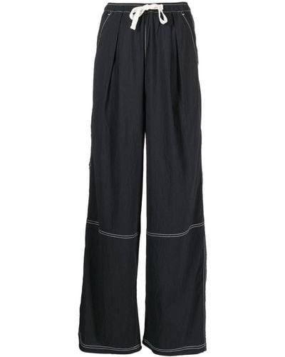 Izzue Drawstring-waist Wide-leg Trousers - Black