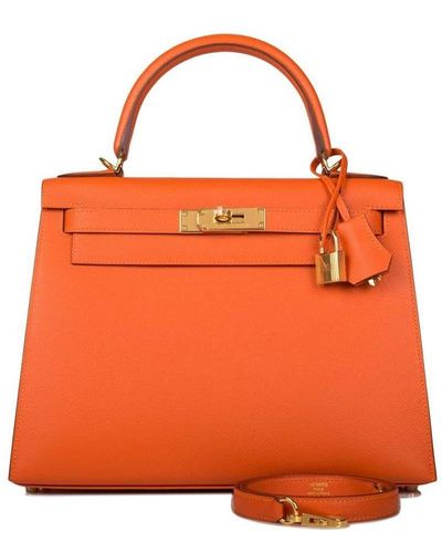 Hermès Schultertasche aus Leder - Orange