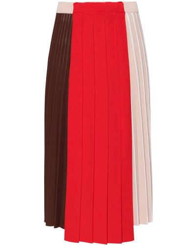 Mrz Colour-block Pleated Skirt - Red