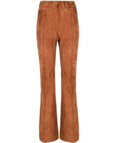 The Mannei Sewan Flared Suede Trousers - Brown