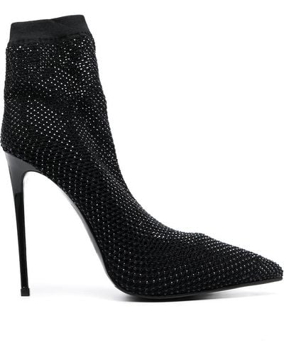 Le Silla Crystal-embellished Sock Court Shoes - Black