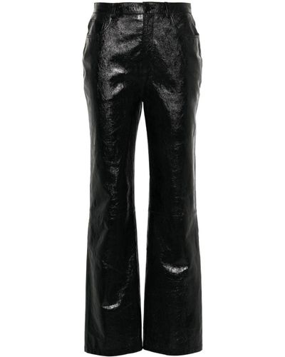 Claudie Pierlot Faux-leather Straight-leg Trousers - Black