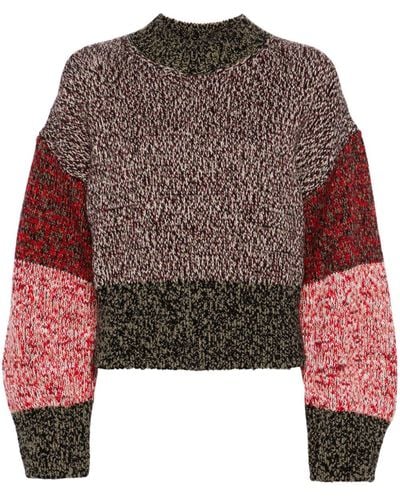 Loewe Pull en laine à design colour block - Rouge