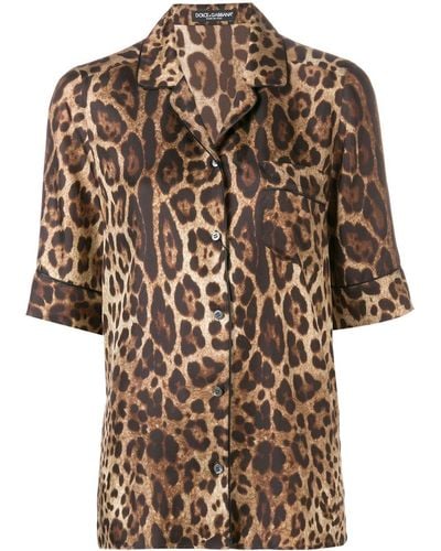 Dolce & Gabbana Leopard Print Shirt - Brown