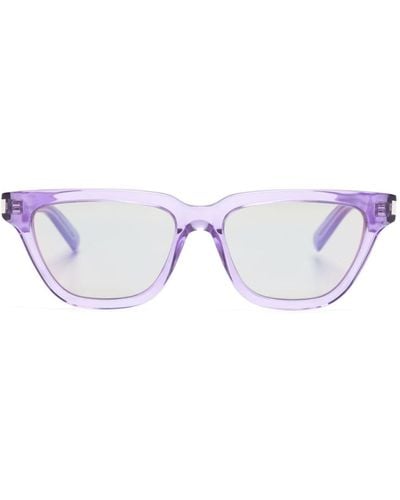 Saint Laurent Cat-eye-frame Logo-engraved Sunglasses - Purple