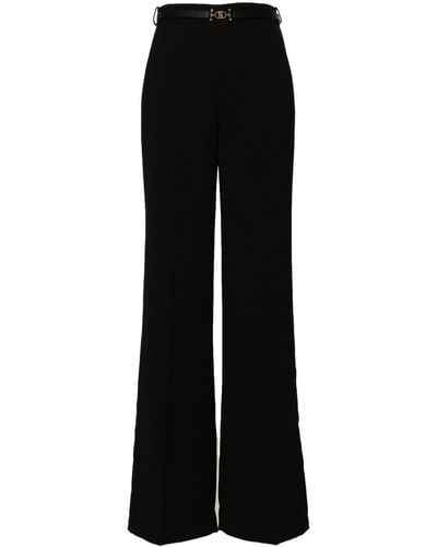 Elisabetta Franchi Pantalones anchos con cinturón - Negro