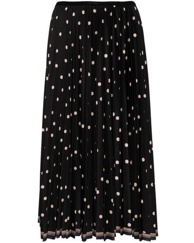Paul Smith Polka Dot-print Pleated Midi Skirt - ブラック