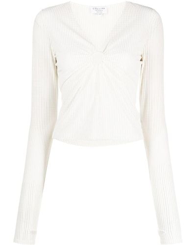 Collina Strada Cut-out Detailing V-neck Top - White
