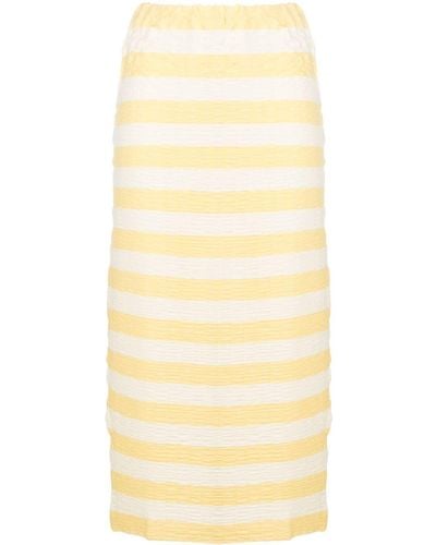 Sunnei Stripe-pattern Straight Midi Skirt - Yellow
