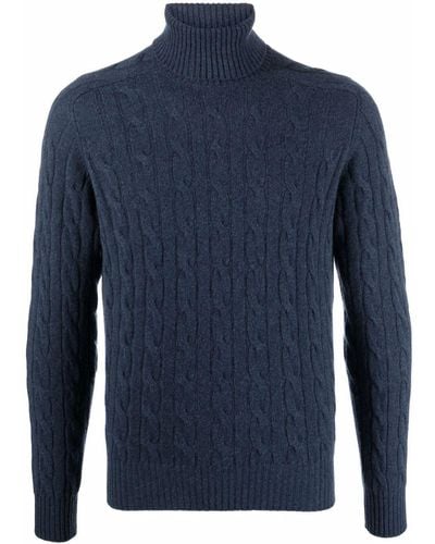 Cruciani Cable-knit Wool-cashmere Jumper - Blue