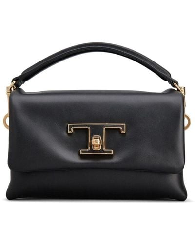 Tod's T Timeless Leather Shoulder Bag - Black