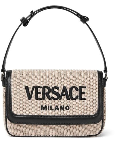 Versace Milano Raffia Shoulder Bag - Black