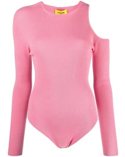 Aeron Zero Cut-out Knitted Bodysuit - Pink