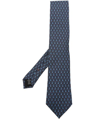 ZEGNA Graphic-print Mulberry-silk Tie - Blue