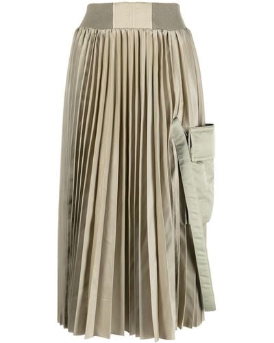 Sacai High-waisted Pleated Skirt - White