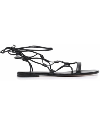 Gianvito Rossi Lace-up Leather Sandals - Black