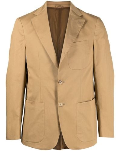 Caruso Notched-lapels Single-breasted Blazer - Natural