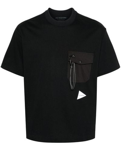 and wander Chest-pocket Jersey T-shirt - Black