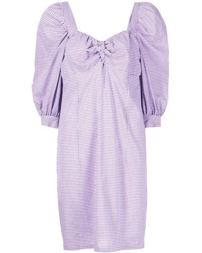 STEFANIA VAIDANI Milla Gingham-check Print Dress - Purple