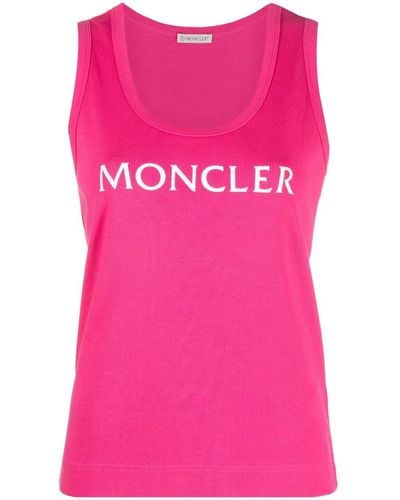 Moncler Logo-Print Tank Top - Pink