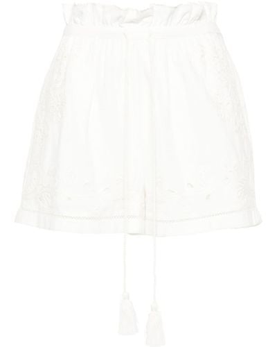 Twin Set Broderie-anglaise Paperbag Shorts - White