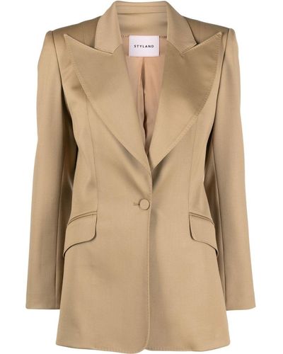 Styland Wide-lapel Single-breasted Blazer - Natural