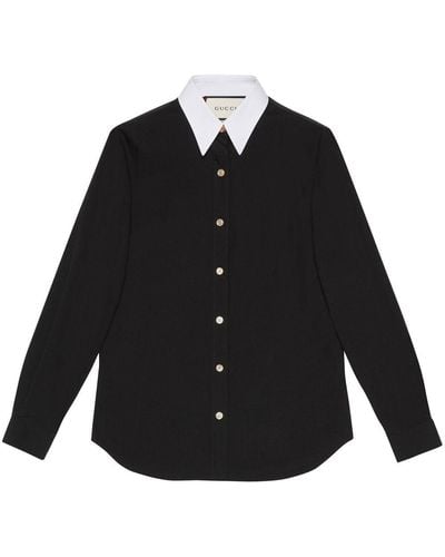 Gucci Contrast-collar Shirt - Black